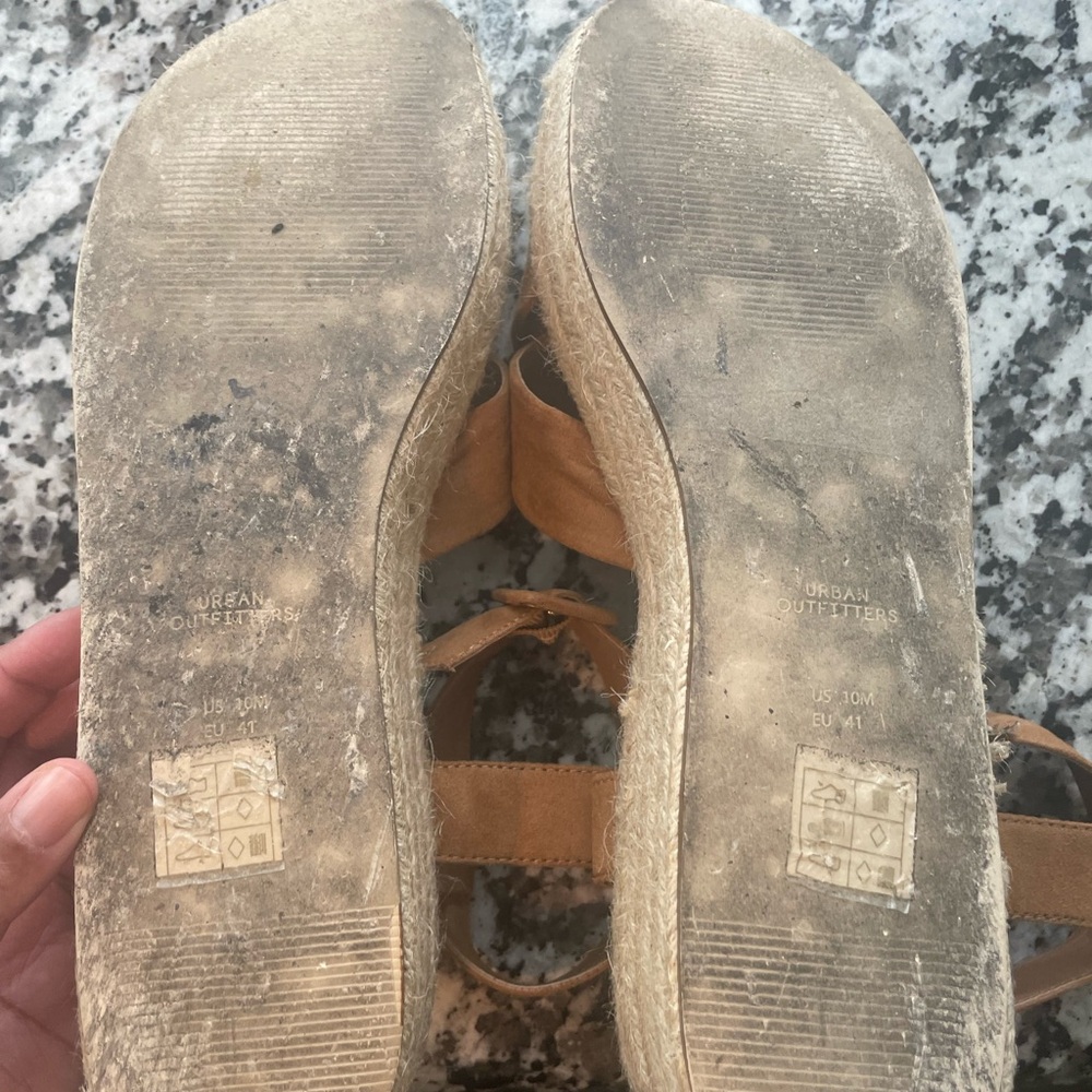 Urban outfitters Women's Tan Suede Espadrille Platform Sandals - Picture 6 of 9